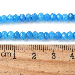 染め天然マレーシアジェイド翡翠ロンデルビーズ連売り  多面カット  ドジャーブルー  4x2~3mm  穴：1mm  約110~115個/連  14インチ&nbsp;X-G-E316-2x4mm-58