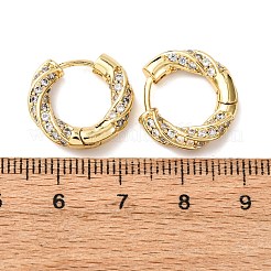 Серьги-кольца с микропаве из прозрачных кубических цирконий из латуни EJEW-K267-15G