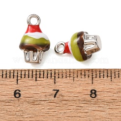 アフタヌーンティー用合金エナメルペンダント  ケーキチャーム  プラチナ  13x8x7.5mm  穴：1.8mm&nbsp;AL-CBA3252-03P-A