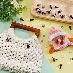 20 шт. 5-цветные блестящие пластиковые кукольные глаза с ресницами AJEW-PH0011-77