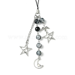 ガラス＆合金製携帯ストラップ  ブラック  13cm&nbsp;HJEW-FZ00032