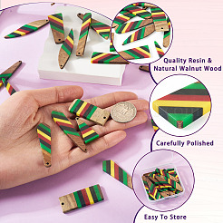 18 шт. 9 подвески из эпоксидной смолы и орехового дерева RESI-TA0003-88A