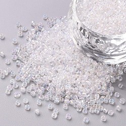 Glass Seed Beads, Trans. Colors Rainbow, Round, Clear, 
Size: about 2mm in diameter, hole:1mm, about 6666pcs/100g