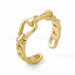 Ионное покрытие (ip) 304 манжетное кольцо из нержавеющей стали для женщин, форма бордюрной цепи с застежками открытые кольца, реальный 14k позолоченный, 1.8~7.5 мм, внутренний диаметр: размер США 8 1/4 (18.3 мм)