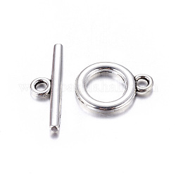 Cierres de aleación, sin plomo y cadmio, plata antigua, anillo: aproximamente 14x11x2 mm, agujero: 2 mm, bar: 19x5.5x2 mm, agujero: 2 mm