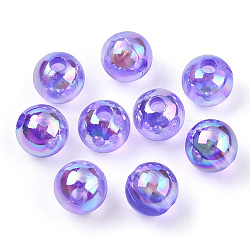 Transparente Acryl Perlen, ab Farben überzogen, Runde, blau violett, 6 mm, Bohrung: 1.8 mm, ca. 4800 Stk. / 500 g