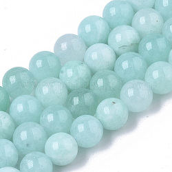 Chapelets de perles de quartz naturel, teints et chauffée, imitation couleur amazonite, ronde, turquoise pale, 8.5x8mm, Trou: 1mm, Environ 47 pcs/chapelet, 15.35 pouce