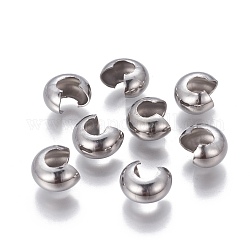 Caches perles à écraser en 304 acier inoxydable, couleur inoxydable, 9 mm de diamètre