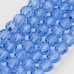 Transparent Glass Bead Strands, Imitate Austrian Crystal, Faceted(32 Facets), Round, CornflowerBlue, 8mm, Hole: 1mm, about 70~72pcs/strand, 20~21 inch