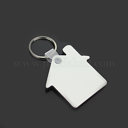 Sublimation Double-Sided Blank MDF Keychains, with House Shape Wooden Hard Board Pendants and Iron Split Key Rings, Platinum, 5x5x0.3cm