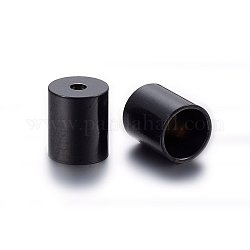 304 Stainless Steel Cord Ends, End Caps, Column, Electrophoresis Black, 6x5mm, Hole: 1.5mm, Inner Diameter: 4mm
