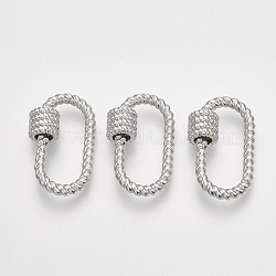 Латунные брелоки с карабином, для изготовления ожерелий, овальные, платина, 27.5x16.5x3 мм, Винт: 8.5x7.5 мм
