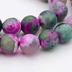 Natural Weathered Agate Faceted Round Beads Strands, Dyed, Grade A, Cadet Blue, 8mm, Hole: 1mm, about 47pcs/strand, 15 inch