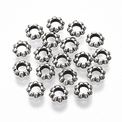 Ccb Kunststoff-Perlen, Blume, Antik Silber Farbe, 7x6.5x2.5 mm, Bohrung: 3 mm, ca. 10543 Stk. / 430 g