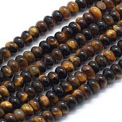 Natürlichen Tigerauge Perlen Stränge, Rondell, 6x4 mm, Bohrung: 1 mm, ca. 96 Stk. / Strang, 15.94 Zoll (40.5 cm)