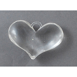 Clear Heart Transparent Acrylic Pendants, 49x34x14mm, Hole: 7mm