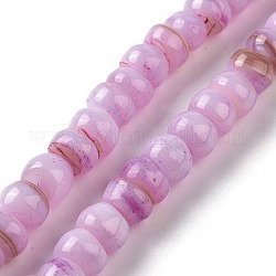 Brins de perles de coquillages d'eau douce de culture naturelle, teinte, rondelle, violette, 6.5~7.5x2~6.5mm, Trou: 1mm, Environ 85 pcs/chapelet, 14.88 pouce (37.8 cm)