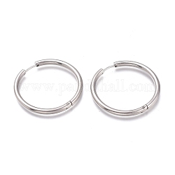 201 Stainless Steel Huggie Hoop Earrings, with 304 Stainless Steel Pin, Hypoallergenic Earrings, Ring, Stainless Steel Color, 35x3mm, 9 Gauge, Pin: 1mm