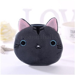 Cute Cat Velvet Zipper Wallets with Tag Chain, Coin Purses, Change Purse for Women & Girls, Gray, 12.5x11.5cm