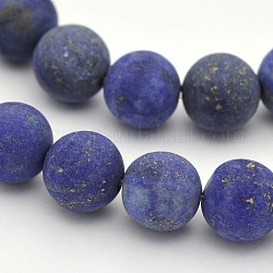 Lapis lazuli naturelles perles rondes brins, mat, teinte, 6mm, Trou: 1mm, Environ 63 pcs/chapelet, 15.3 pouce