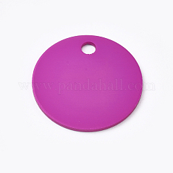 Алюминиевые подвески, пустые теги, плоско-круглые, красно-фиолетовые, 25x1 мм, отверстие : 3 мм