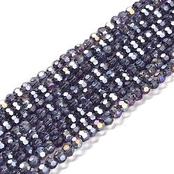 Perles en verre transparentes, facette, ronde, indigo, 4.5x4mm, Trou: 1mm, Environ 94~95 pcs/chapelet, 13.98'' (35.5 cm)