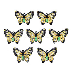430 Filigrane Edelstahlanhänger sprühlackiert, Schmetterlings-Charme, Gelb, 16x20x0.5 mm, Bohrung: 1 mm