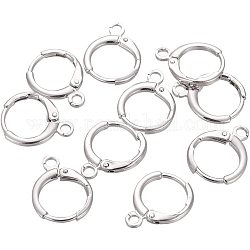 PandaHall Elite 30Pcs Brass Leverback Earring Findings, with Horizontal Loops, Long-Lasting Plated, Lead Free & Nickel Free, Real Platinum Plated, 14.7x11.7x2mm, Hole: 1.8mm, 30pcs/box