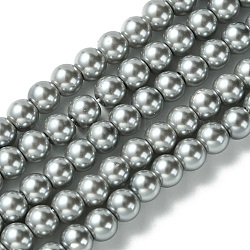 Brins de perles de verre teints écologiques, Grade a, ronde, cordon en coton fileté, gainsboro, 6mm, Trou: 1.2~1.5mm, Environ 70 pcs/chapelet, 15.7 pouce
