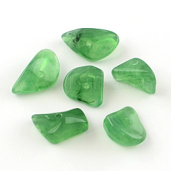 Perline acrilici imitazione della pietra preziosa di chip, verde mare medio, 19~28x14~19x6~13mm, Foro: 2 mm, circa 310pcs/500g