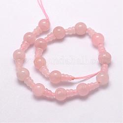 Naturali Quarzo Rosa 3 buche fili guru perline, per fare gioielli buddista, perle forate a T., 16.5~18mm, Foro: 2~3 mm, 2 pc / set, 10sets / strand, 6.5 pollice