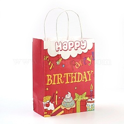 Sacchetti di carta, con maniglie, sacchetti regalo, buste della spesa, borse per feste di compleanno, rettangolo, rosso, 27x21x11cm