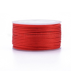 Полиэстер плетеные шнуры, для изготовления ювелирных изделий из бисера, красные, 2 мм, около 21.87 ярда (20 м) / рулон