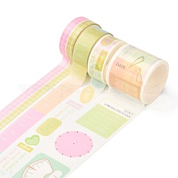 DIY cintas adhesivas decorativas del libro de recuerdos, patrón de diario, 1.5~3.5 cm, aproximamente 2 m / rollo, 4 rollo / juego