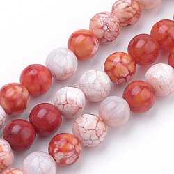 Fili di perline di agata naturale stagionato, tinto, tondo, arancio rosso, 10mm, Foro: 1 mm, circa 40pcs/filo, 15.7 pollice (39.8 cm)