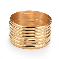 Mode 304 ensembles de bracelets bouddhistes en acier inoxydable, or, 2-1/2 pouce (6.5 cm), 7 pièces / kit