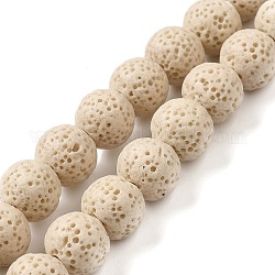 Brins de perles de pierre de lave naturelle, teinte, ronde, papayawhip, 8mm, trou: environ 2 mm, Environ 52 pcs/chapelet, 15.5 pouce