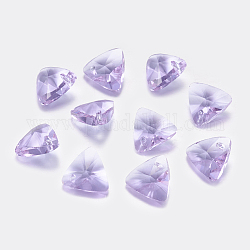 Faceted Glass Rhinestone Charms, Imitation Austrian Crystal, Triangle, Violet, 7.5x8x4mm, Hole: 1.2mm