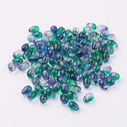 Transparenten Harzkügelchen, oben gebohrte Perlen, Träne, mittleres Seegrün, 7x5 mm, Bohrung: 1 mm