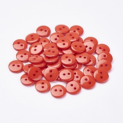 2-дырочные плоские круглые смолы швейные кнопки для дизайна костюма, коралл, 20x2 мм, отверстие : 1 мм