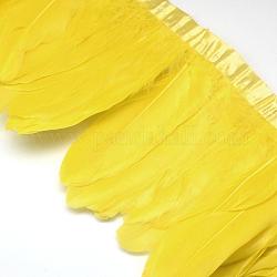 Fashion Goose Feather Cloth Strand Costume Accessories, Yellow, 100~180x38~62mm, about 2m/bag
