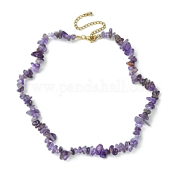 Collar de fichas de abalorios de amatista natural, joyas de piedras preciosas para mujeres, 15.75 pulgada (40 cm)