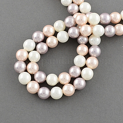 Shell Bead Strands, Imitation Pearl Bead, Grade A, Round, Thistle, 14mm, Hole: 1mm, 28pcs/strand, 15.7inch