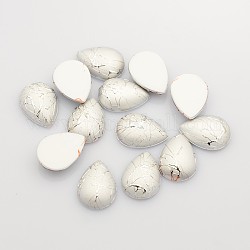 Drawbench Teardrop Acrylic Cabochons, Silver, 14x10x3.9~4.12mm