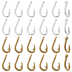 PandaHall Fish Hook Charm, 40pcs 2 Colors Fishhooks Charms Pendants Tibetan Alloy Hook Pendants Metal Dangle Charms for DIY Jewellery Necklace Earrings Bracelet Making Accessories