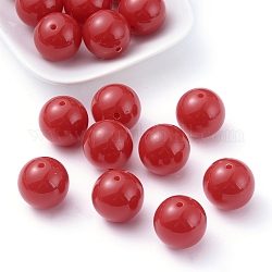 Fluorescence perles acryliques morceaux, ronde, rouge, 20mm, Trou: 2~3mm, environ 105 pcs/500 g