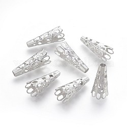 Multi-Petal 304 Stainless Steel Bead Cones, Stainless Steel Color, 22x9mm, Hole: 3~8mm