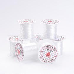 Corda di cristallo elastica piatta da 0.8 mm, filo per perline elastico, per realizzare bracciali elastici, cavo gioielli fit perline, bianco, circa 10.93 iarde (10 m)/rotolo
