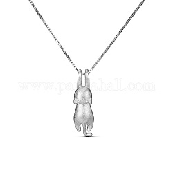 Collana con ciondolo a forma di gattino in argento sterling con design carino 925, argento, 16 pollice