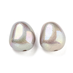 Spritzlackierte ABS-Kunststoffperlen, Nachahmung Perlen, Oval, gefärbt, ab Farbe plattiert, Grau, 16x13.5x10 mm, Bohrung: 2 mm
